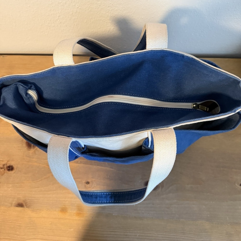 Vintage L.L. Bean Boat And Tote Denim Canvas 6 Pockets Original Bag Garden - Picture 6 of 11
